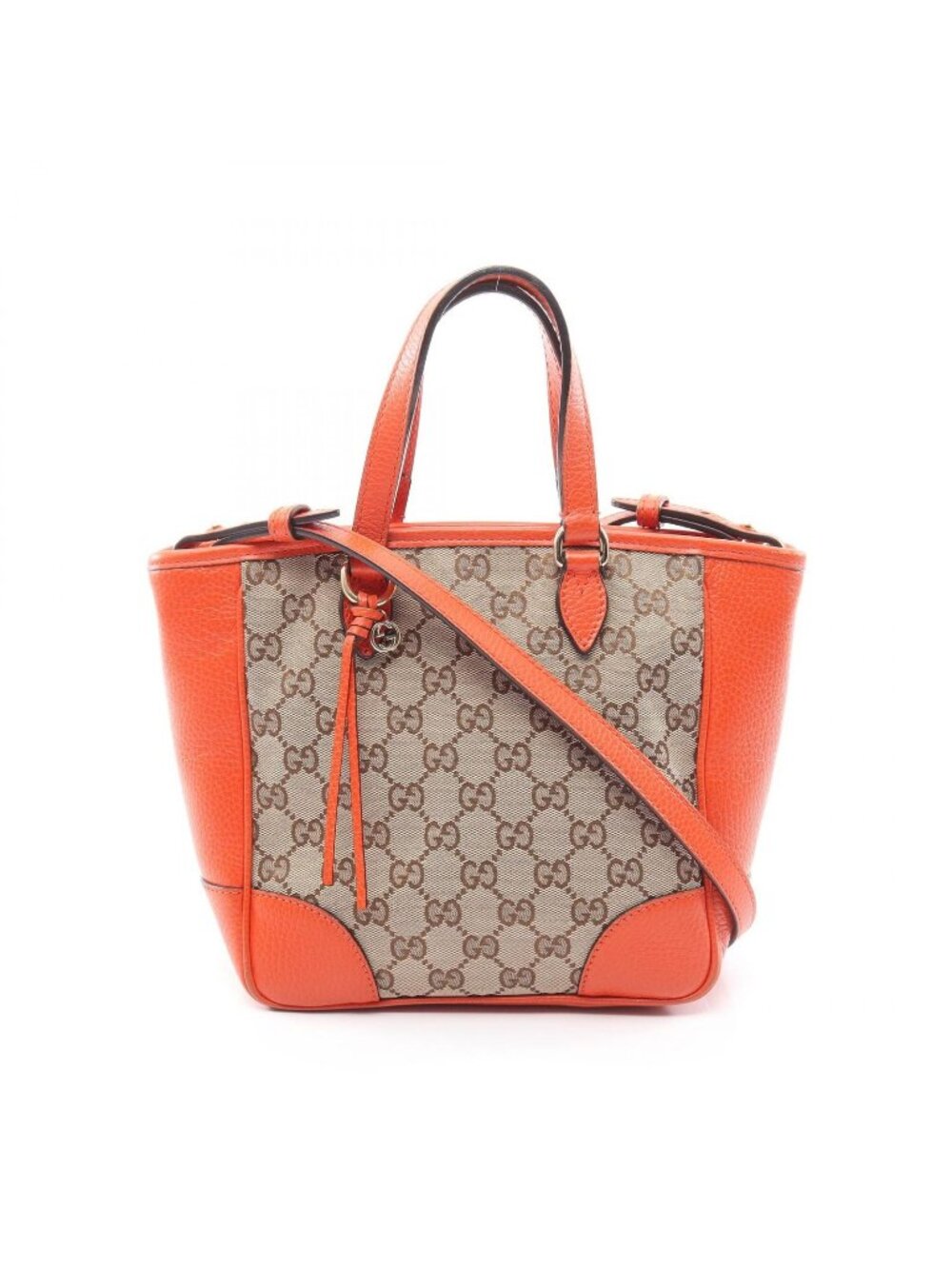Gucci Tote Bag Bree GG Canvas 2-Way Beige Orange Shoulder
